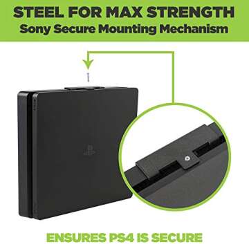 HIDEit Mounts 4S Wall Mount for PlayStation 4 Slim - Patented in 2018, Made in USA - Steel Wall Mount for PS4 Slim to Safely Store Your PS4 Slim Near or Behind TV