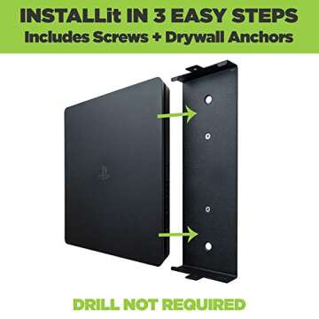 HIDEit Mounts 4S Wall Mount for PlayStation 4 Slim - Patented in 2018, Made in USA - Steel Wall Mount for PS4 Slim to Safely Store Your PS4 Slim Near or Behind TV