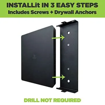 HIDEit Mounts 4S Wall Mount for PlayStation 4 Slim - Patented in 2018, Made in USA - Steel Wall Mount for PS4 Slim to Safely Store Your PS4 Slim Near or Behind TV