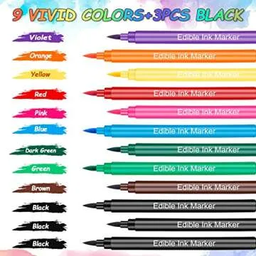 Food Coloring Pens, 12 Pcs Double-Sided Edible Markers for Cake Decorating