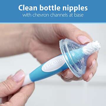 Dr. Brown's Reusable Sponge Baby Bottle Cleaning Brush with Suction Cup Stand, Scrubber and Nipple C...