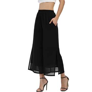 Women’s Summer Capris Wide Leg Palazzo Pants - Dressy Casual Chiffon Trousers