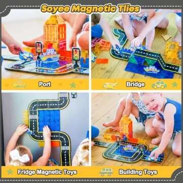 Magnetic Tiles Road Cars Toys Magnetic Building Blocks Boys Toys Ages 3 4 5 6 7 8 STEM Educational P...