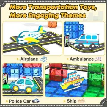 Magnetic Tiles Road Cars Toys Magnetic Building Blocks Boys Toys Ages 3 4 5 6 7 8 STEM Educational Preschool Constructions Toddler Toys & Gifts for 3+ Year Old Boys Girls