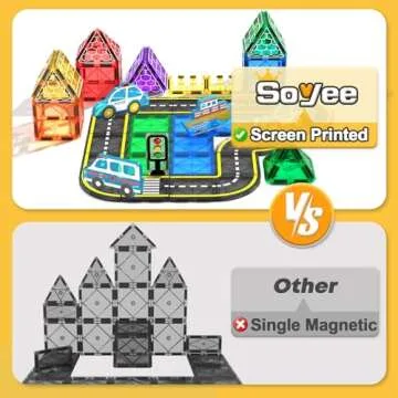 Magnetic Tiles Road Cars Toys Magnetic Building Blocks Boys Toys Ages 3 4 5 6 7 8 STEM Educational Preschool Constructions Toddler Toys & Gifts for 3+ Year Old Boys Girls