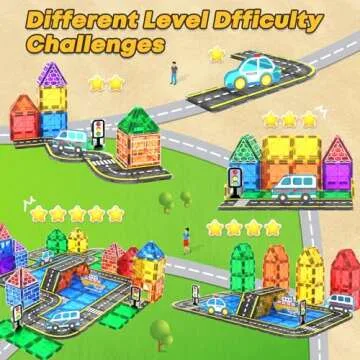 Magnetic Tiles Road Cars Toys Magnetic Building Blocks Boys Toys Ages 3 4 5 6 7 8 STEM Educational Preschool Constructions Toddler Toys & Gifts for 3+ Year Old Boys Girls