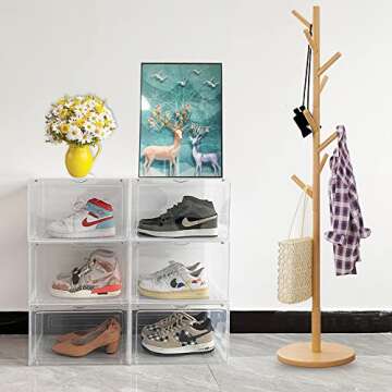 OMOPIN 8 PACK XL Shoe Storage Box, Drop Side Sneaker Display Case, Clear Plastic Stackable 13.4”x ...