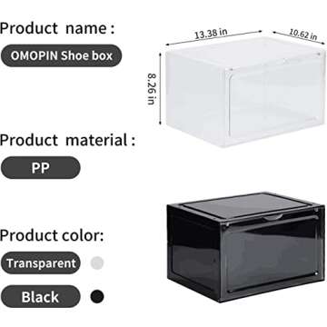 OMOPIN 8 Pack XL Clear Shoe Storage Boxes Stylish