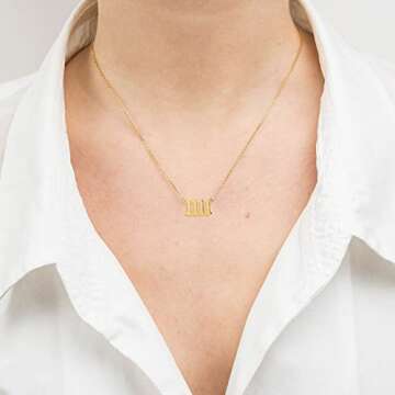 Guardian Angel Number 1111 Charm Choker Necklace for Women Gold Tone