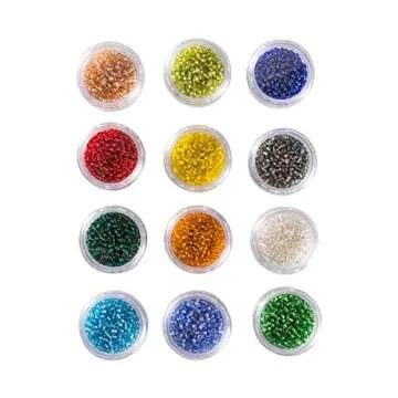 LONGWIN Multicolor 11/0 2mm Glass Seed Beads Approx 9600pcs Crystal Beads in 12 Colors Jewelry Makin...