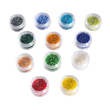 LONGWIN Multicolor 11/0 2mm Glass Seed Beads Approx 9600pcs Crystal Beads in 12 Colors Jewelry Making Supply for DIY Projects, Bracelets, Necklaces, Earrings