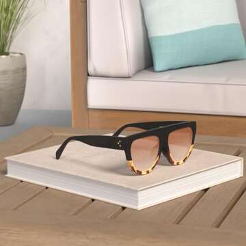 MEETSUN Fashion Sunglasses for Women - Trendy Vintage Shades, Black Leopard Tortoise