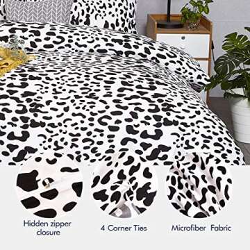 Eternal Moment Duvet Cover Set 3 Piece Set, Brushed Microfiber Hotel Collection Ultra Soft, Comforter Cover with Zipper Closure and 2 Pillowcases, Leopard-Queen