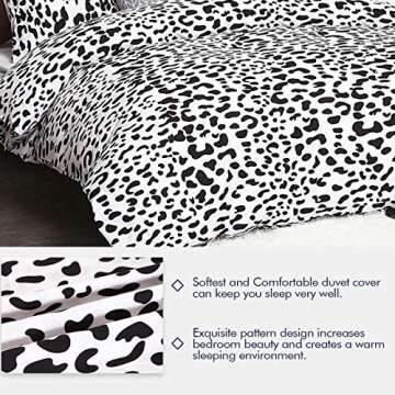 Eternal Moment Duvet Cover Set 3 Piece Set, Brushed Microfiber Hotel Collection Ultra Soft, Comforter Cover with Zipper Closure and 2 Pillowcases, Leopard-Queen