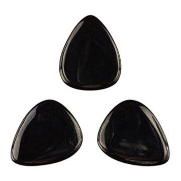 Black Obsidian Volcanic Glass Guitar Pick - 3.0 mm Ultra Heavy Gauge - Specialty Handmade Exotic Ple...