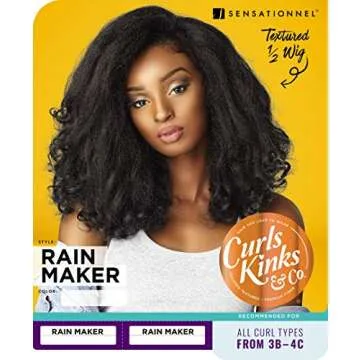 Sensationnel Curls kinksandco half wig - rain maker instant weave drawstring cap for natural 3c to 4c hair textures (2 DARKBROWN)