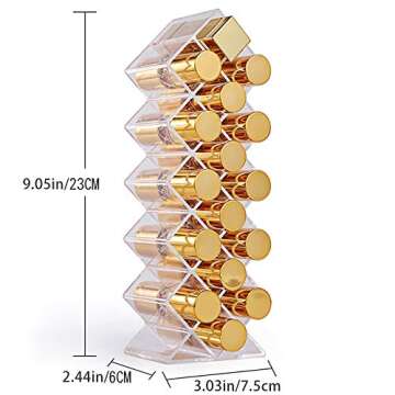 YIEZI Lipstick Holder Organizer 16 Spaces Acrylic Stackable Fish Shape Lipstick Tower, Lip Gloss Sto...