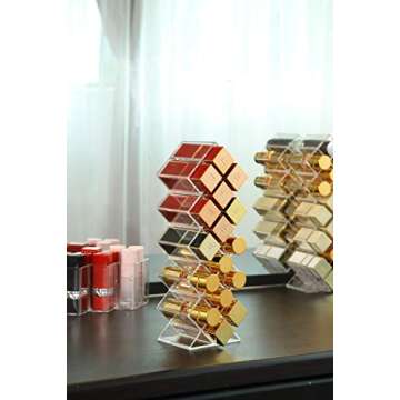YIEZI Lipstick Holder Organizer 16 Spaces Acrylic Stackable Fish Shape Lipstick Tower, Lip Gloss Storage Stand, Perfect for Lipgloss Organizers Makeup Vanity Display, Clear (1 Pack)