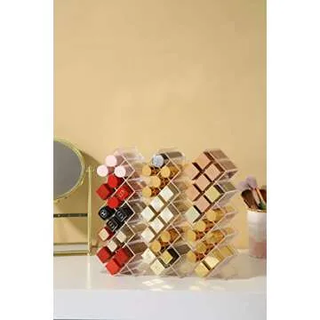 YIEZI Lipstick Holder Organizer 16 Spaces Acrylic Stackable Fish Shape Lipstick Tower, Lip Gloss Storage Stand, Perfect for Lipgloss Organizers Makeup Vanity Display, Clear (1 Pack)
