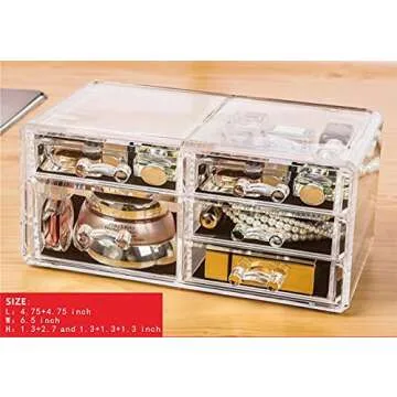 Cq acrylic Large 9 Tier Clear Acrylic Makeup Organizer Cosmetic Storage Cube Case with 10 Drawers-4 Piece Set
