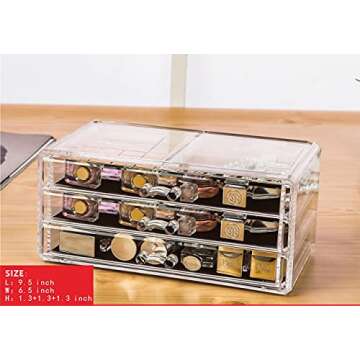 Cq acrylic Large 9 Tier Clear Acrylic Makeup Organizer Cosmetic Storage Cube Case with 10 Drawers-4 Piece Set