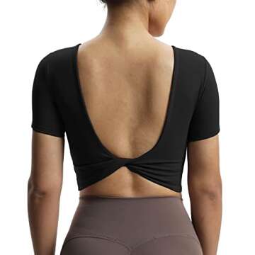 Aoxjox Backless Twist Workout Crop Top for Women