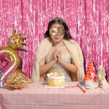 Pink Tinsel Curtain Backdrop for Parties & Photo Booths