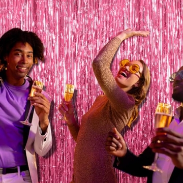 Pink Tinsel Curtain Backdrop for Parties & Photo Booths