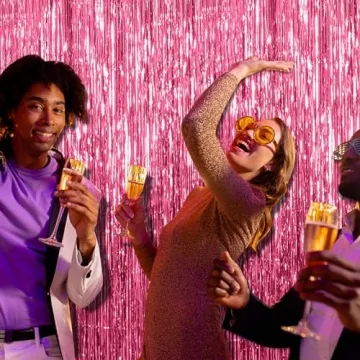 Pink Tinsel Curtain Backdrop for Parties & Photo Booths