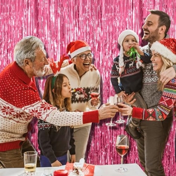 Pink Tinsel Curtain Backdrop for Parties & Photo Booths