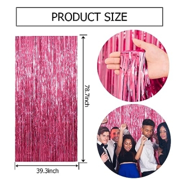 Pink Tinsel Curtain Backdrop for Parties & Photo Booths