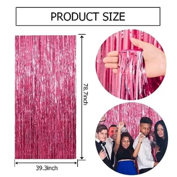 Pink Tinsel Curtain Backdrop for Parties & Photo Booths
