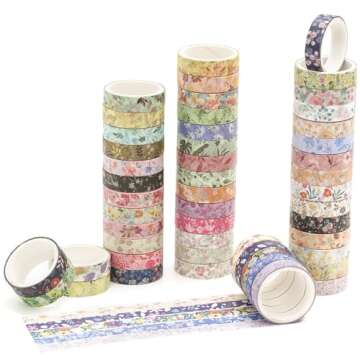 YUBBAEX Floral Washi Tape Set - 50 Rolls for Crafts