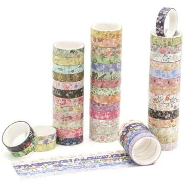 YUBBAEX Floral Washi Tape Set - 50 Rolls for Crafts