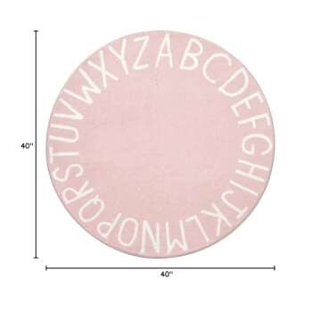Topotdor Round Kids Play Rug Alphabet Nursery Area Rug Extra Large Soft Crawling Play Mat for Children Toddlers Bedroom (40 inch, Pink)