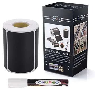 ONUPGO Chalkboard Labels-180pcs Waterproof Reusable Blackboard Stickers with 1 Liquid Chalk Marker for Mason Jars, Parties Decoration, Craft Rooms, Weddings, Storage, Organize Your Home & Kitchen