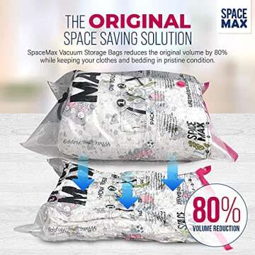 Small 6 Pack | SPACE MAX Premium Space Saver Vacuum Storage Bags - Save 80% More Storage Space - Reu...