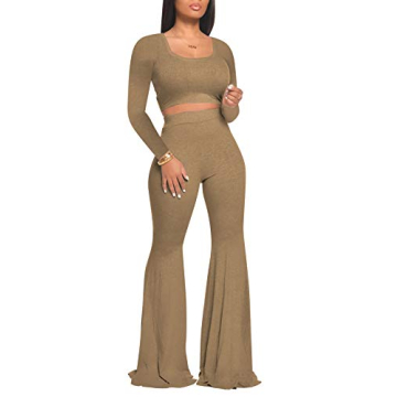 Chic 2 Piece Workout Sets for Women Crop Tops Flare Pants