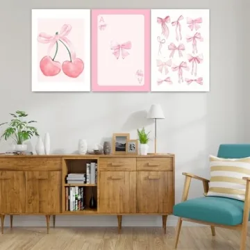 Darivefish Vintage Trendy Pink Bows Canvas Posters Set