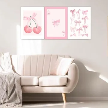 Darivefish Vintage Trendy Pink Bows Canvas Posters Set