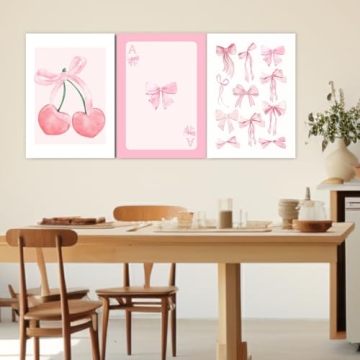 Darivefish Vintage Trendy Pink Bows Canvas Posters Set