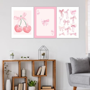 Darivefish Vintage Trendy Pink Bows Canvas Posters Set