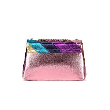 ALOLBAG Colorful Quilted Handbags Women Small Shoulder Purse PU Leather Clutch Purse (Pink)