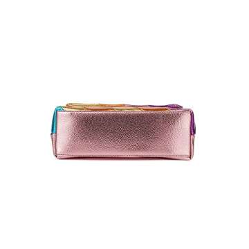 ALOLBAG Colorful Quilted Handbags Women Small Shoulder Purse PU Leather Clutch Purse (Pink)