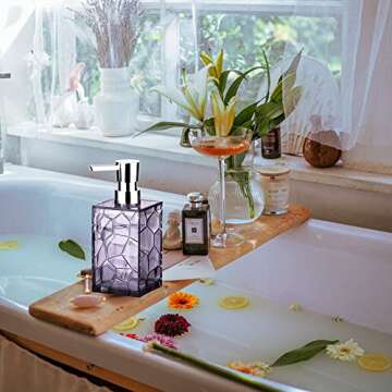 Purple Acrylic Bathroom Accessory Set, 5 Pcs Bathroom Accessories Set with Lotion Dispenser,Soap Dis...