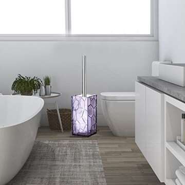 Purple Acrylic Bathroom Accessory Set, 5 Pcs Bathroom Accessories Set with Lotion Dispenser,Soap Dish,Tumbler,Toothbrush Holder,Toilet Brush Set, Elegant Bathroom Decor and Housewarming Gift Set