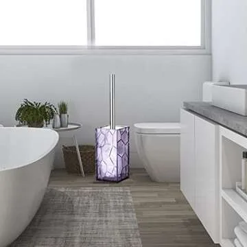 Purple Acrylic Bathroom Accessory Set, 5 Pcs Bathroom Accessories Set with Lotion Dispenser,Soap Dish,Tumbler,Toothbrush Holder,Toilet Brush Set, Elegant Bathroom Decor and Housewarming Gift Set