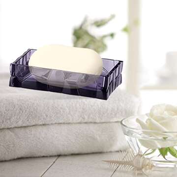 Purple Acrylic Bathroom Accessory Set, 5 Pcs Bathroom Accessories Set with Lotion Dispenser,Soap Dish,Tumbler,Toothbrush Holder,Toilet Brush Set, Elegant Bathroom Decor and Housewarming Gift Set