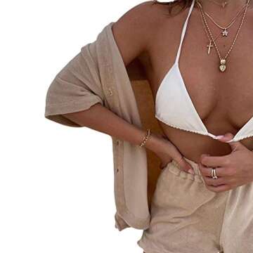 NUFIWI Women's Summer Casual 2 Piece Outfits Set Short Sleeve Collar Button T-Shirt Top Bodycon Shorts Set Y2K Streetwear (Khaki, S)