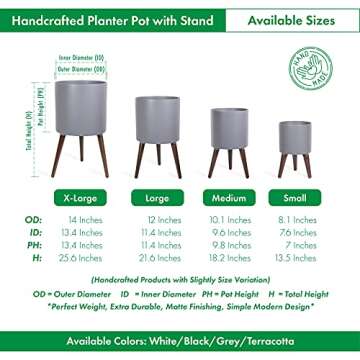 D'vine Dev 12 Inch Planter Pot with Stand for Indoor Plants